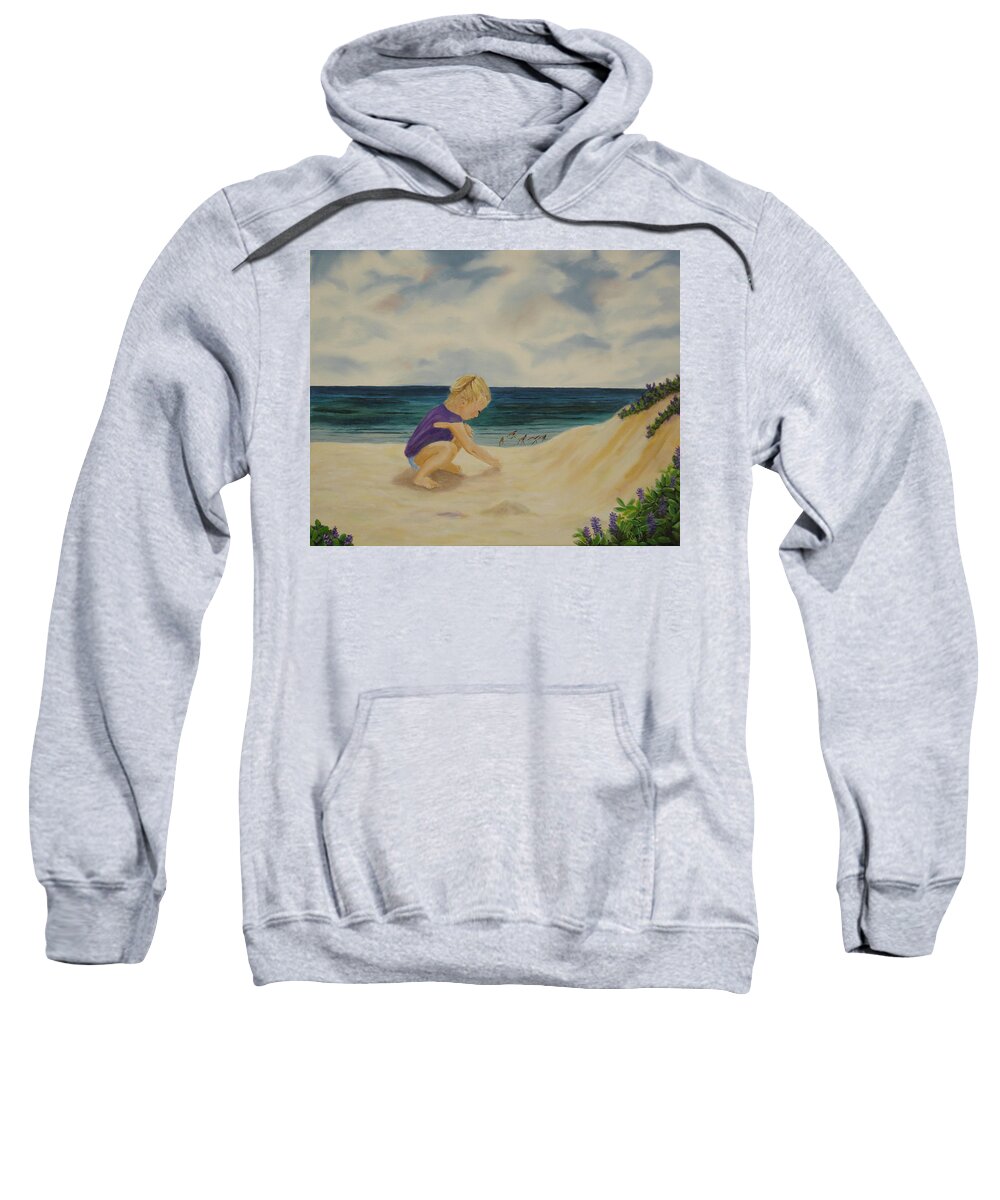 Child Sweatshirt featuring the painting Beachcomber by Susan Kubes