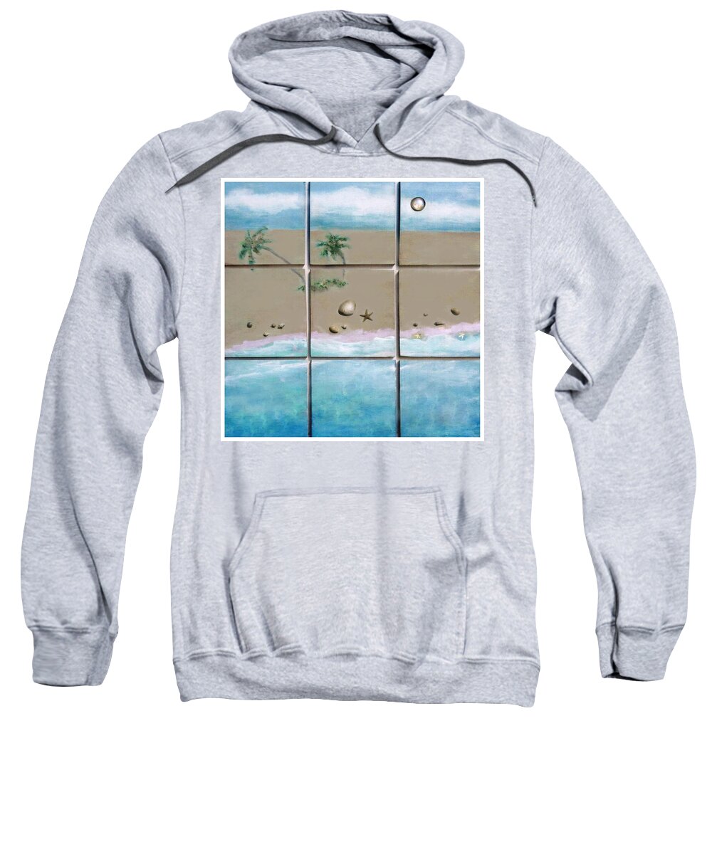 Beaches Sweatshirt featuring the mixed media Beaches Cubed by Mary Ann Leitch