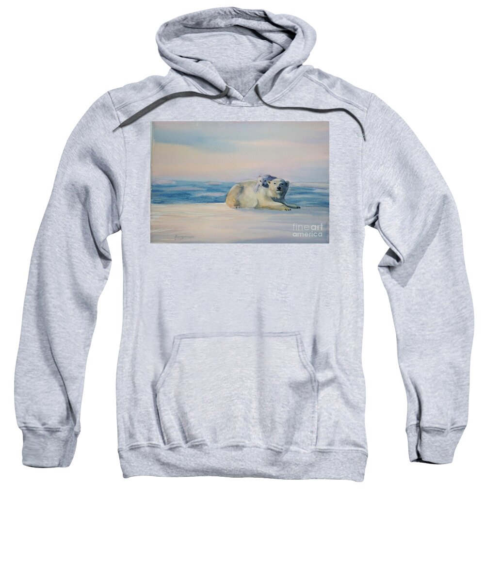 Polar Bear Sweatshirt featuring the painting Bear Hug by Petra Burgmann