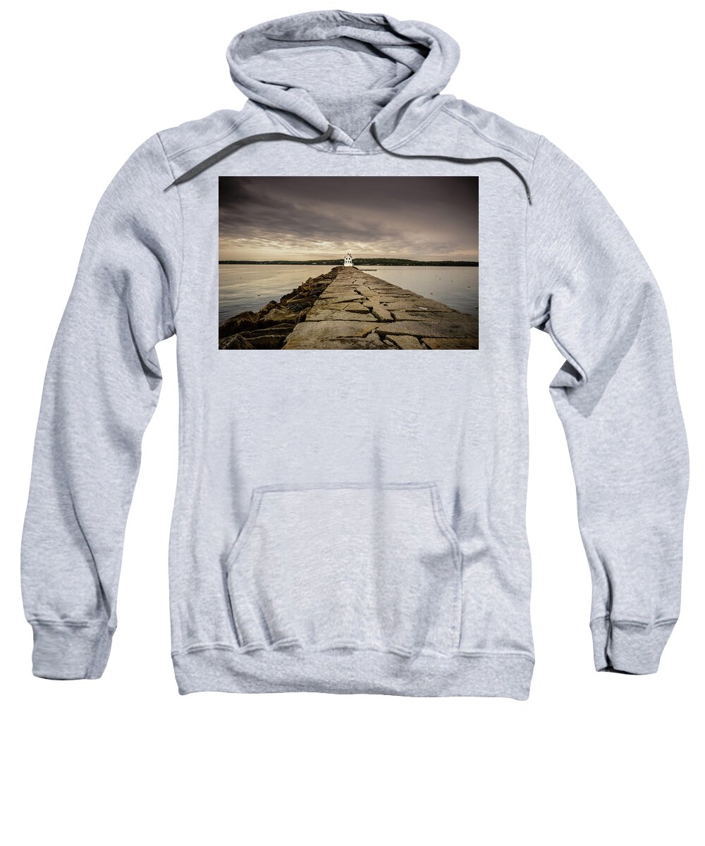 Lighthouse Sweatshirt featuring the photograph Rockland Breakwater Light by Robert Mitchell