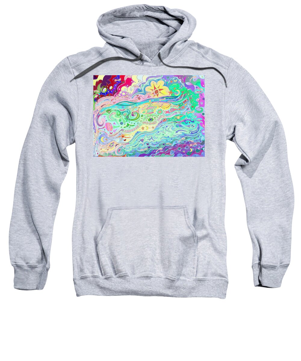 Beltaine Sweatshirt featuring the drawing Beltaine Seashore Dreaming by Julia Woodman