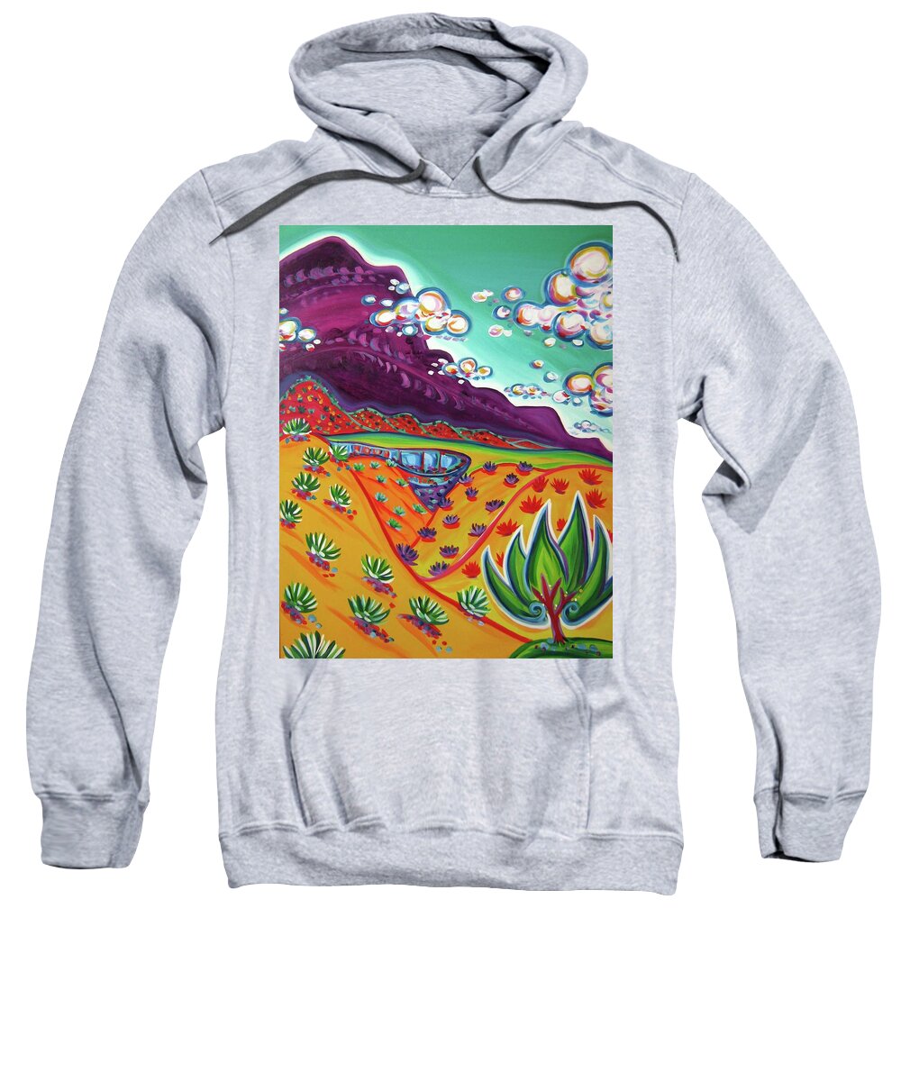 Colorful Art Sweatshirt featuring the painting Beneath the peak by Rachel Houseman
