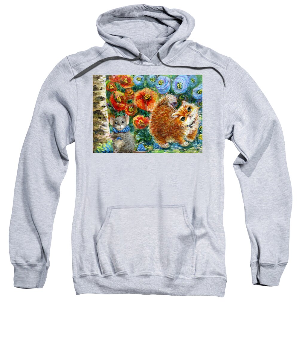 Cat Sweatshirt featuring the painting Best Friends by Jacquelin L Westerman