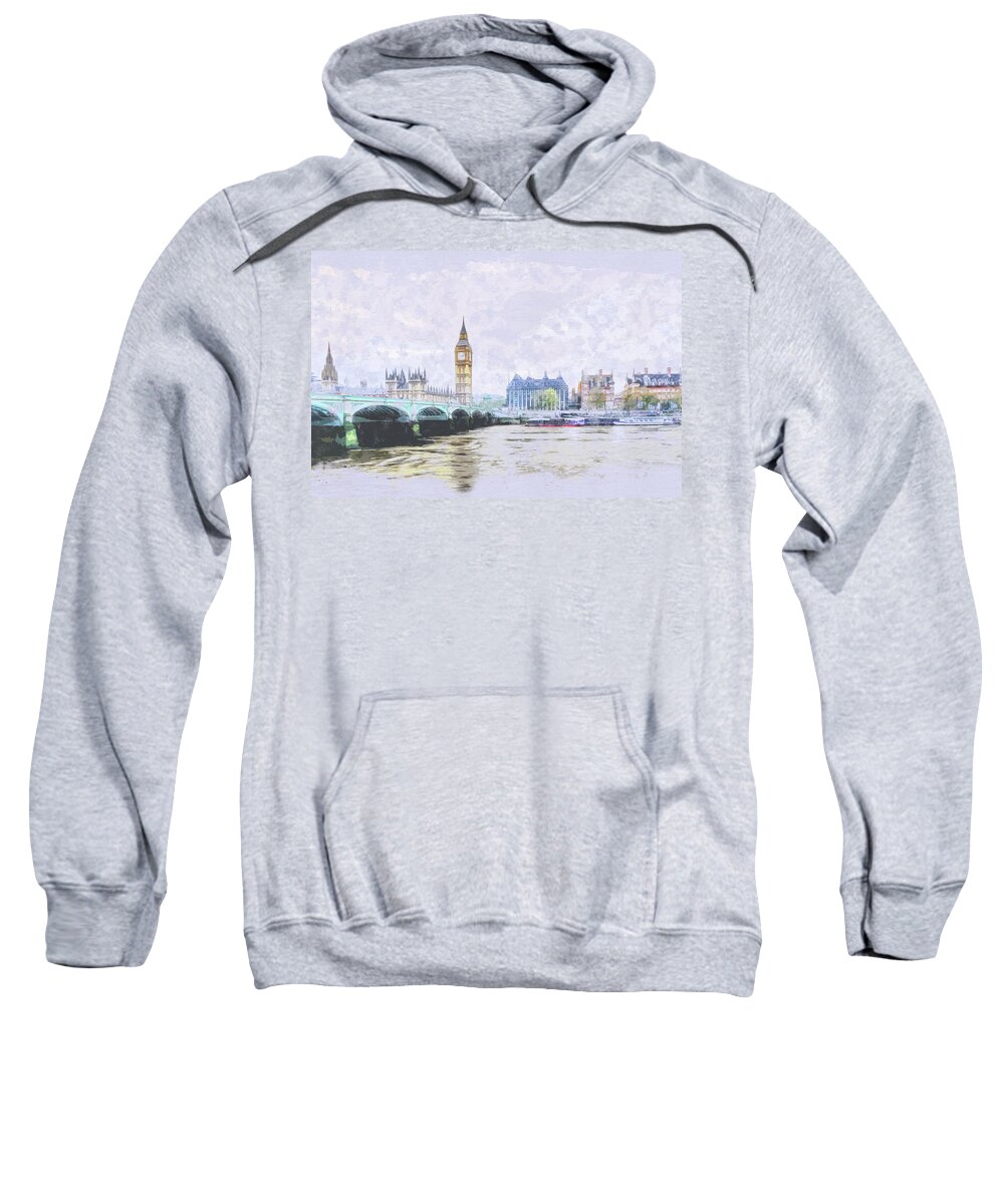 London Sweatshirt featuring the photograph Big Ben and Westminster Bridge London England by Anthony Murphy