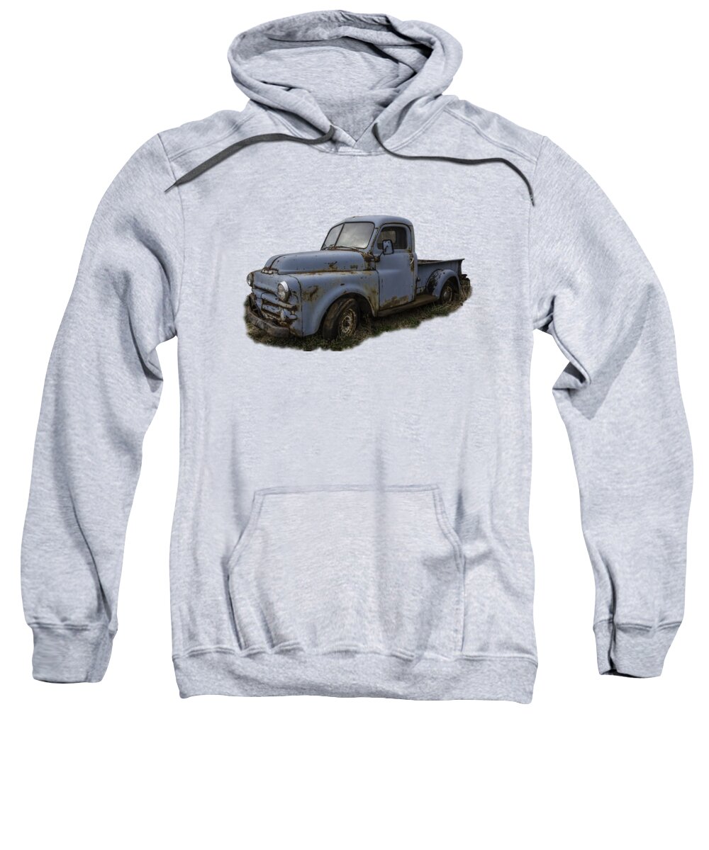 Abandoned Sweatshirt featuring the photograph Big Blue Dodge Alone by Debra and Dave Vanderlaan