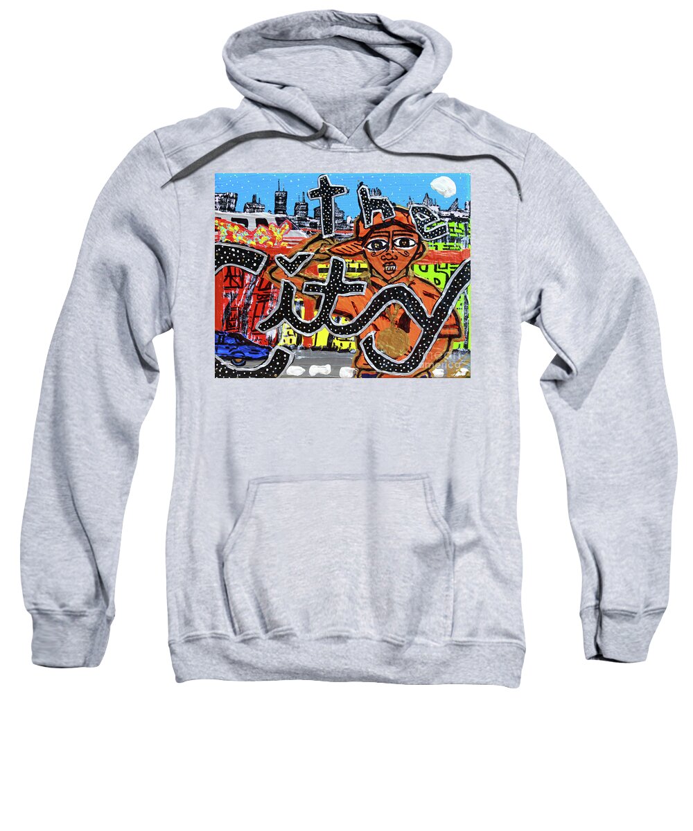 Sweatshirt featuring the painting Big Cities by Odalo Wasikhongo