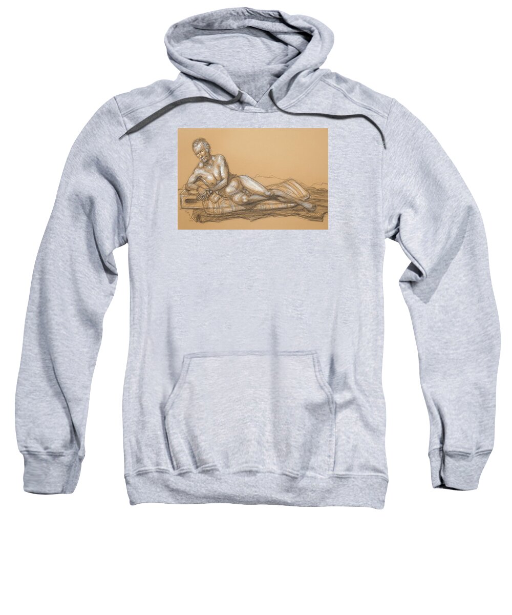 Realism Sweatshirt featuring the drawing Bill Reclining by Donelli DiMaria