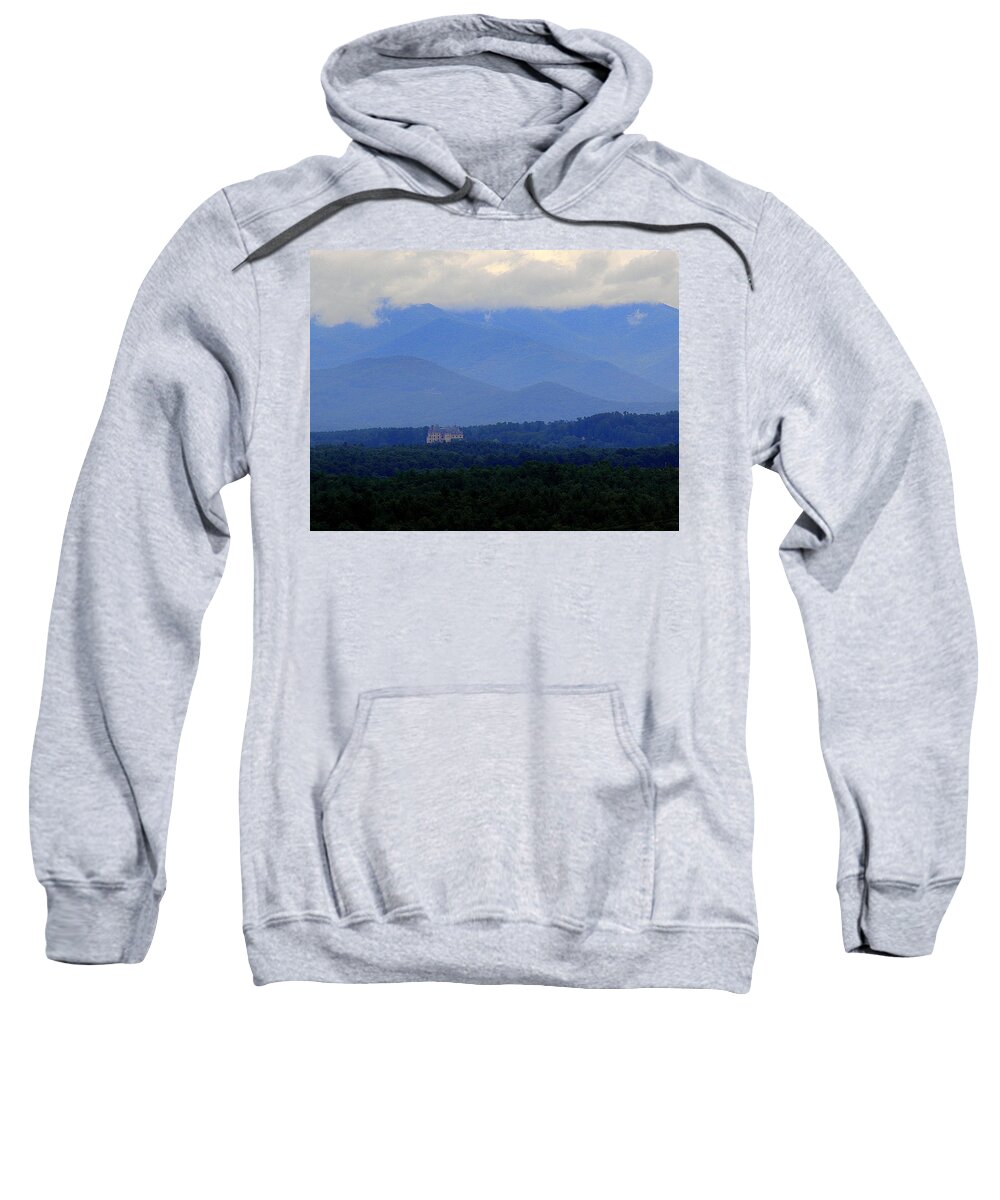 Biltmore House Sweatshirt featuring the photograph Biltmore House with Mountains by Allen Nice-Webb