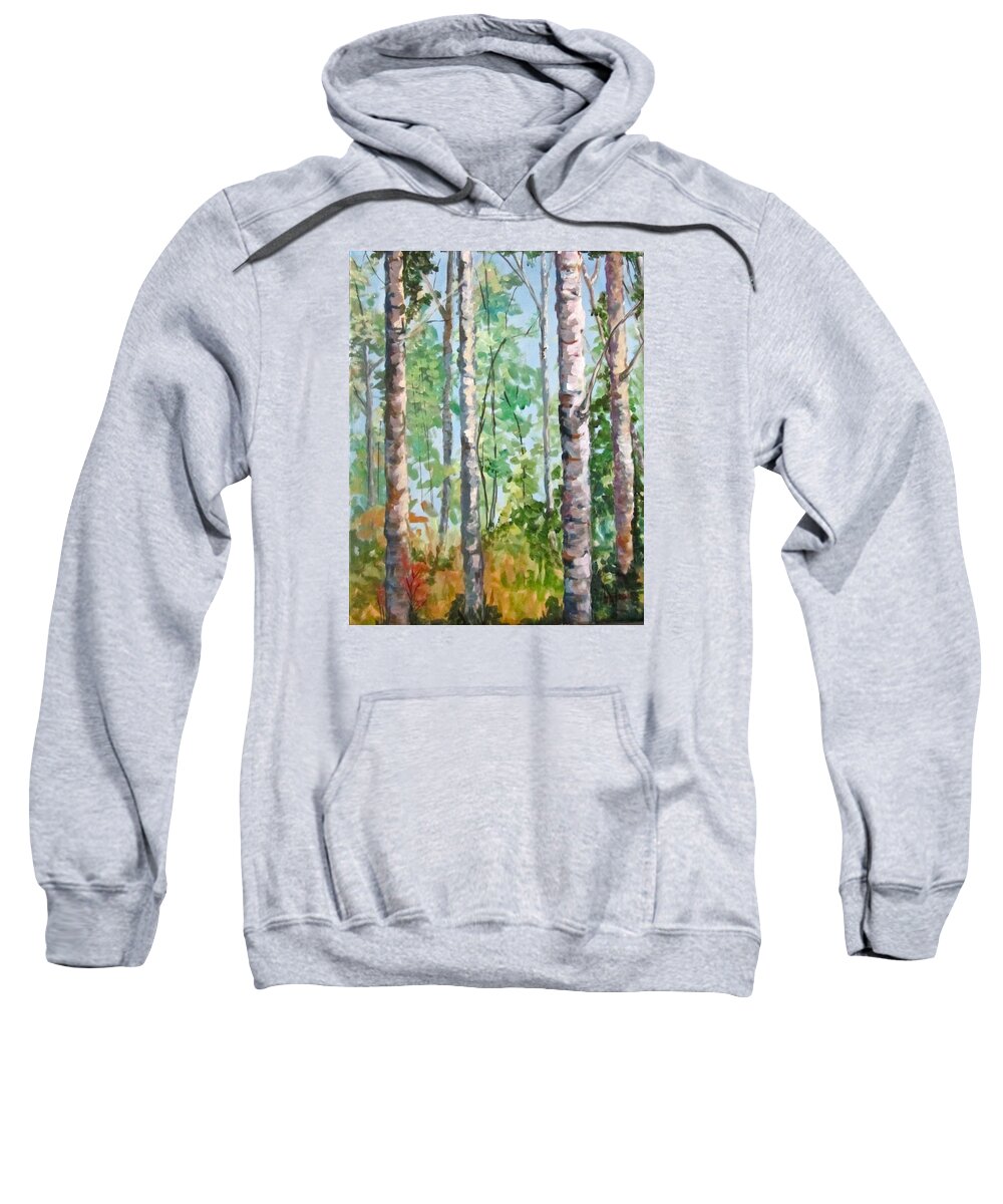 Landscape Sweatshirt featuring the painting Birch by Barbara O'Toole
