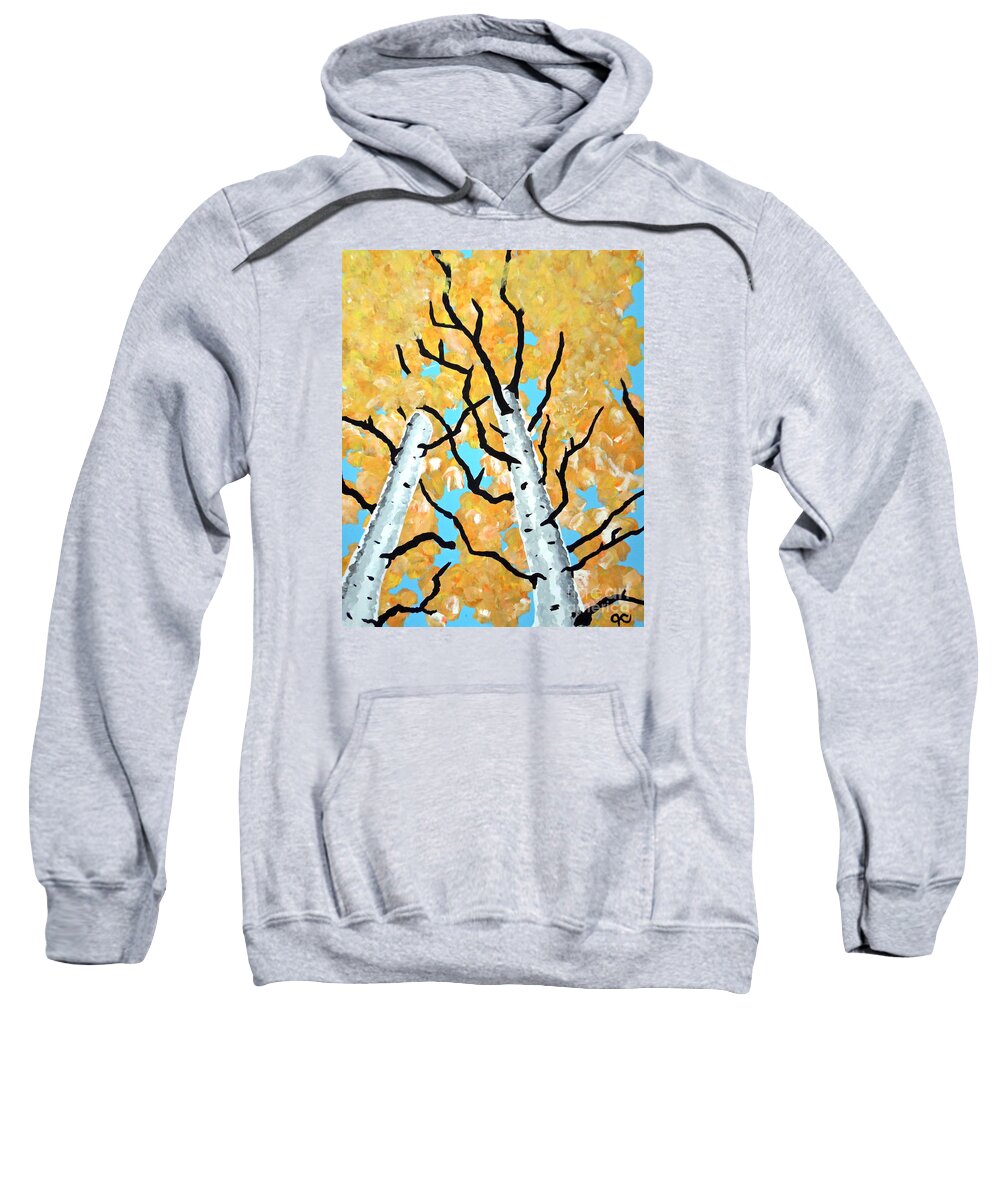 Aspen Birch Sweatshirt featuring the painting Birch Trees by Jilian Cramb - AMothersFineArt