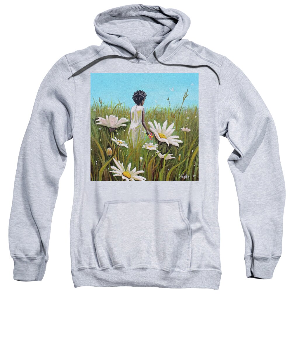 African American Sweatshirt featuring the painting Blossoming Flower by Jerome White