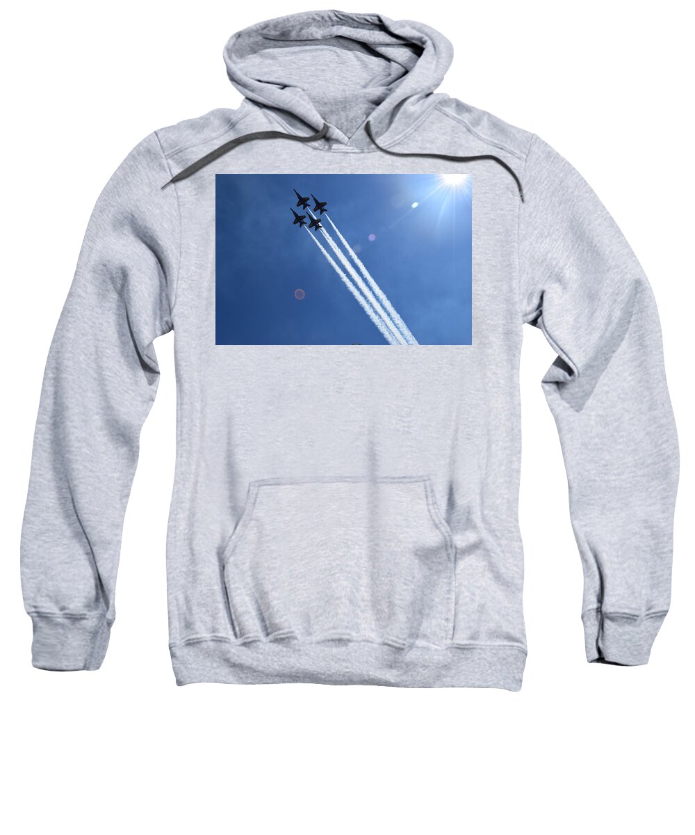 Blue Sweatshirt featuring the photograph Blue Angels on Independence Day by Curtis Krusie