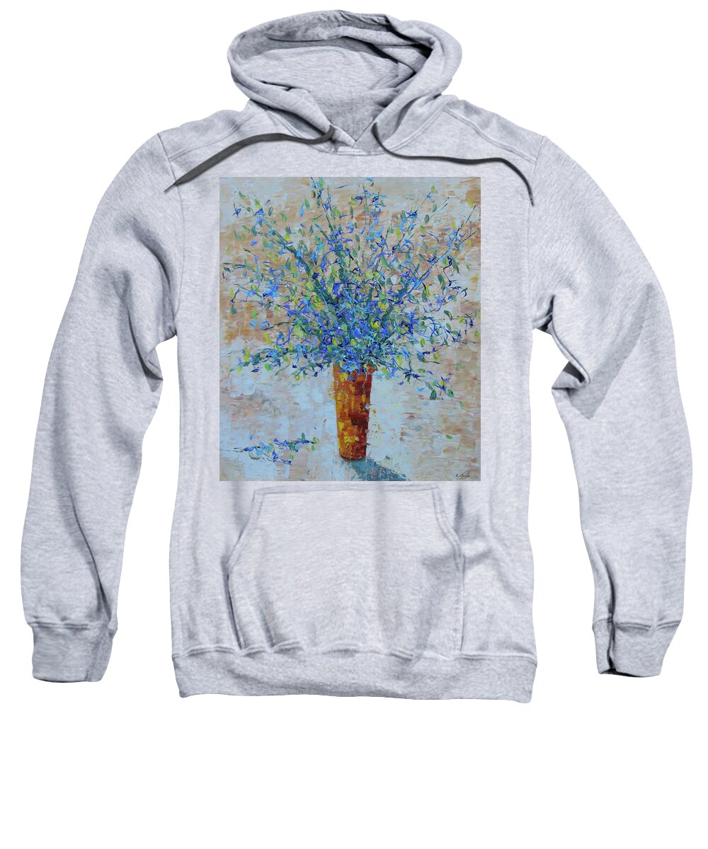 Floral Sweatshirt featuring the painting Blue Floral by Frederic Payet