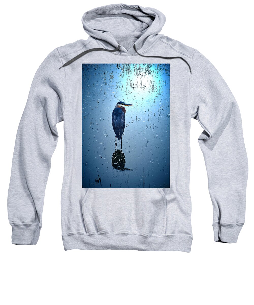 Blue Heron Sweatshirt featuring the photograph Blue Heron by Loni Collins