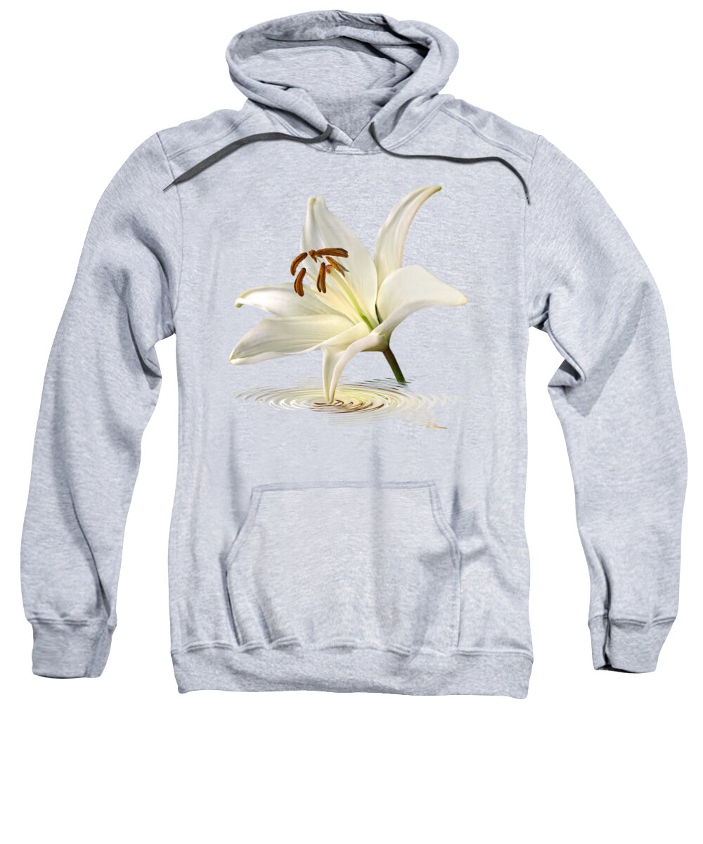 Single White Lily Sweatshirt featuring the photograph Blue Horizons - White Lily by Gill Billington