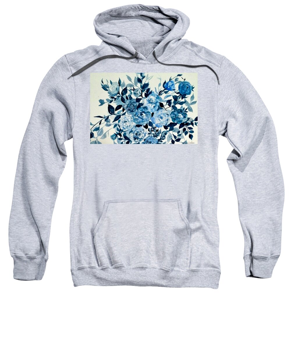 Delft Sweatshirt featuring the painting Blue Love by Cheryl Wallace