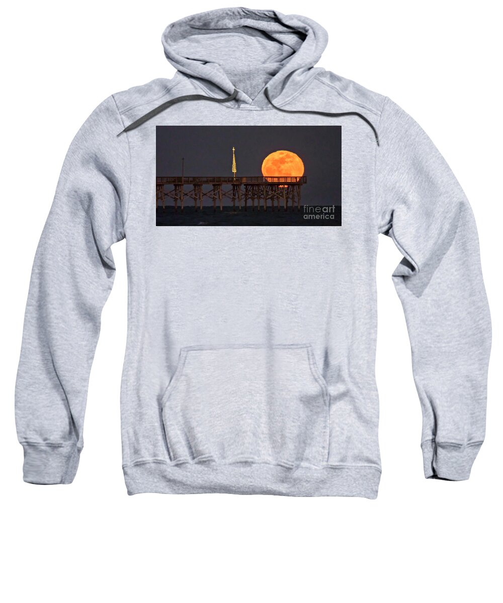 Super Sweatshirt featuring the photograph Blue Moon Pier by DJA Images