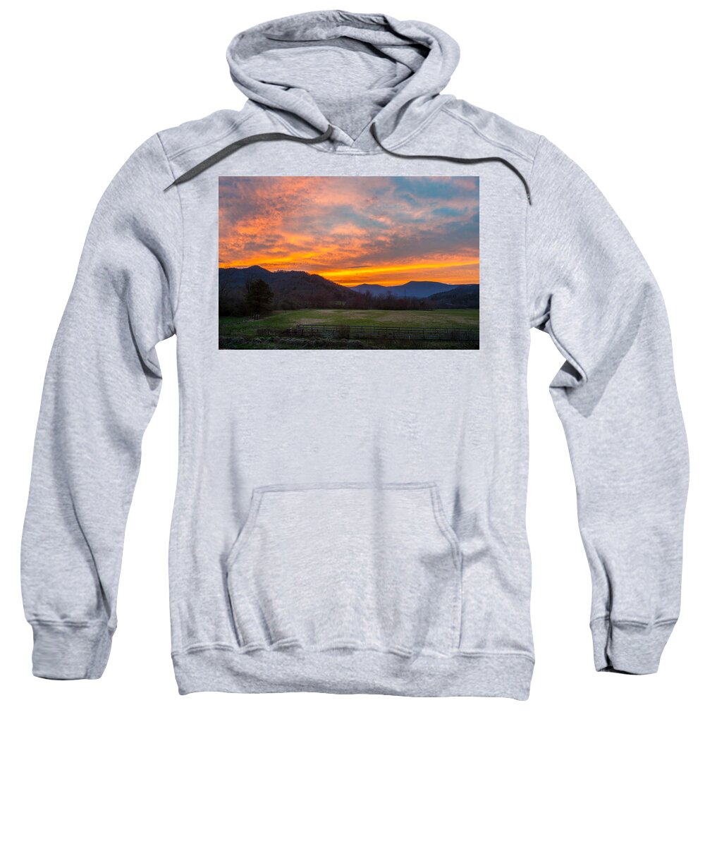 Sunset Sweatshirt featuring the photograph Blue Ridge Mountains GA Wolffork Valley Sunset by Robert Stephens
