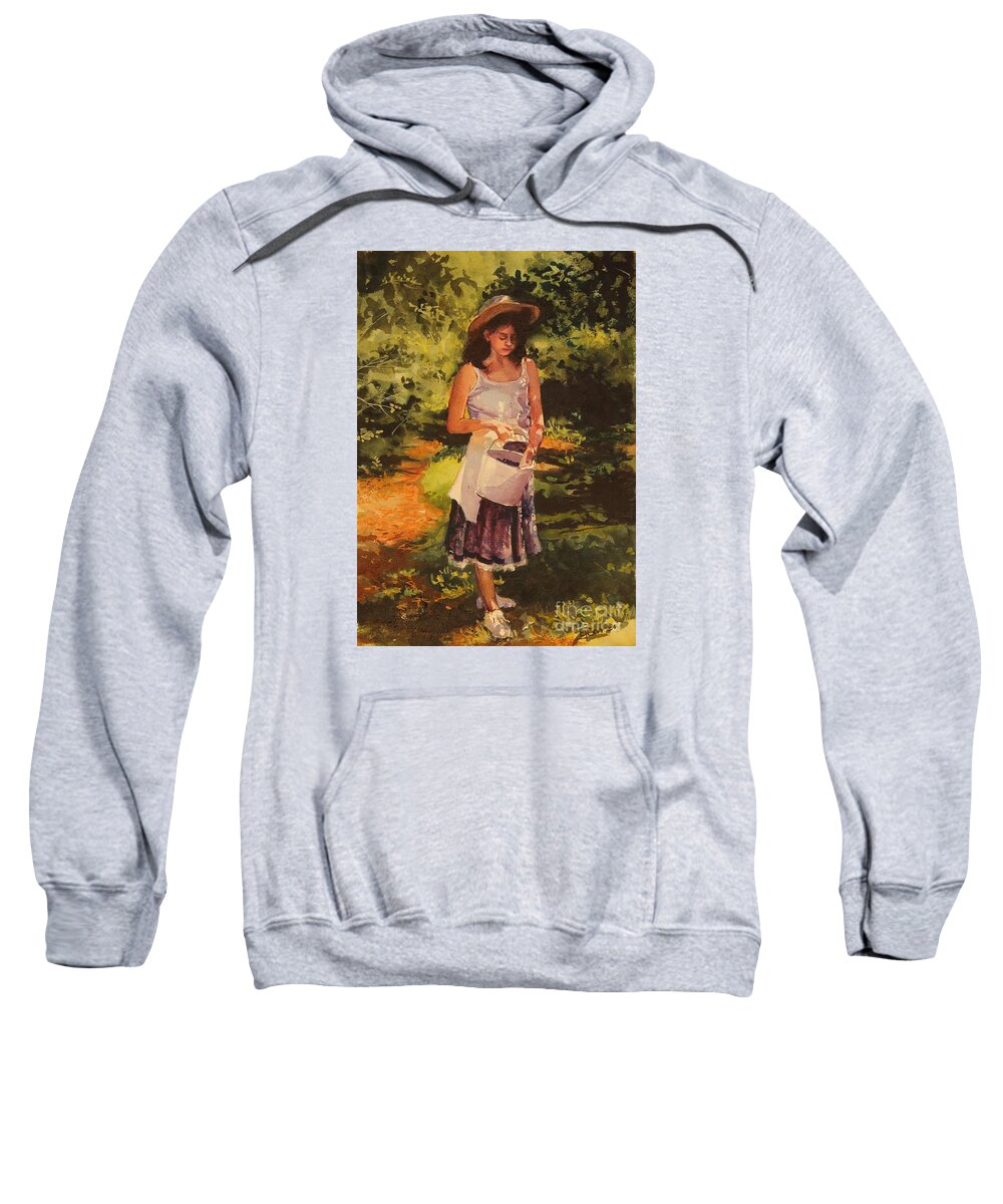 Girl Sweatshirt featuring the painting Blueberry Girl by Elizabeth Carr