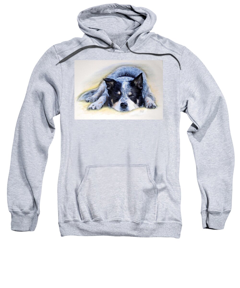 Australian Cattle Dog Sweatshirt featuring the painting Bluey by Ryn Shell