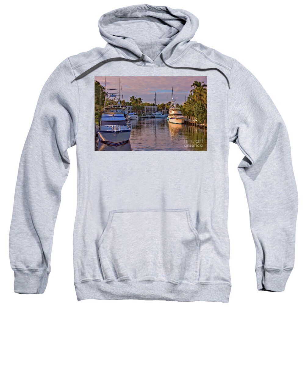 Canon Ef 70-200mm F/2.8l Is Ii Usm Sweatshirt featuring the photograph Boats in afternoon sun by Agnes Caruso