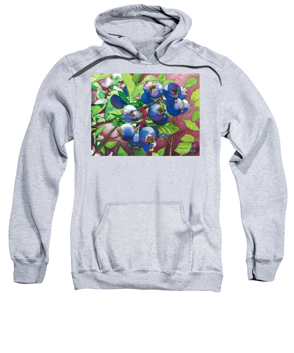 Blueberries Sweatshirt featuring the painting Bold and Blue by Barbara Jewell