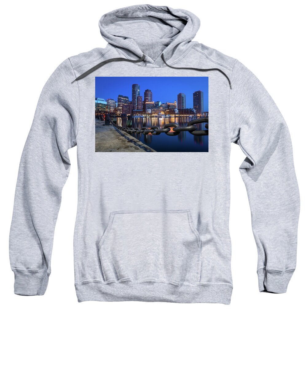 Boston Sweatshirt featuring the photograph Boston Harbor Blue by Colin Chase