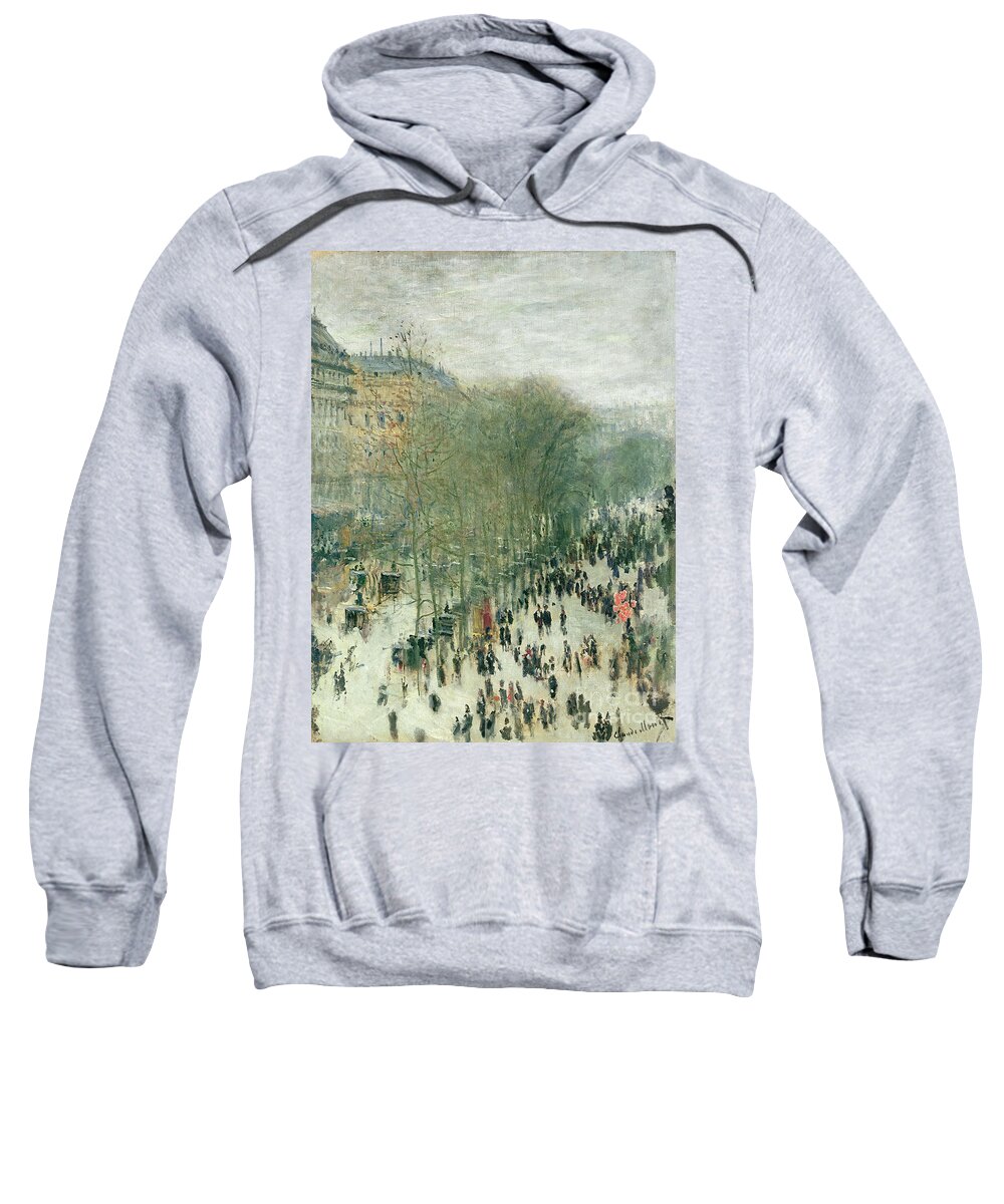 Boulevard Sweatshirt featuring the painting Boulevard des Capucines by Claude Monet