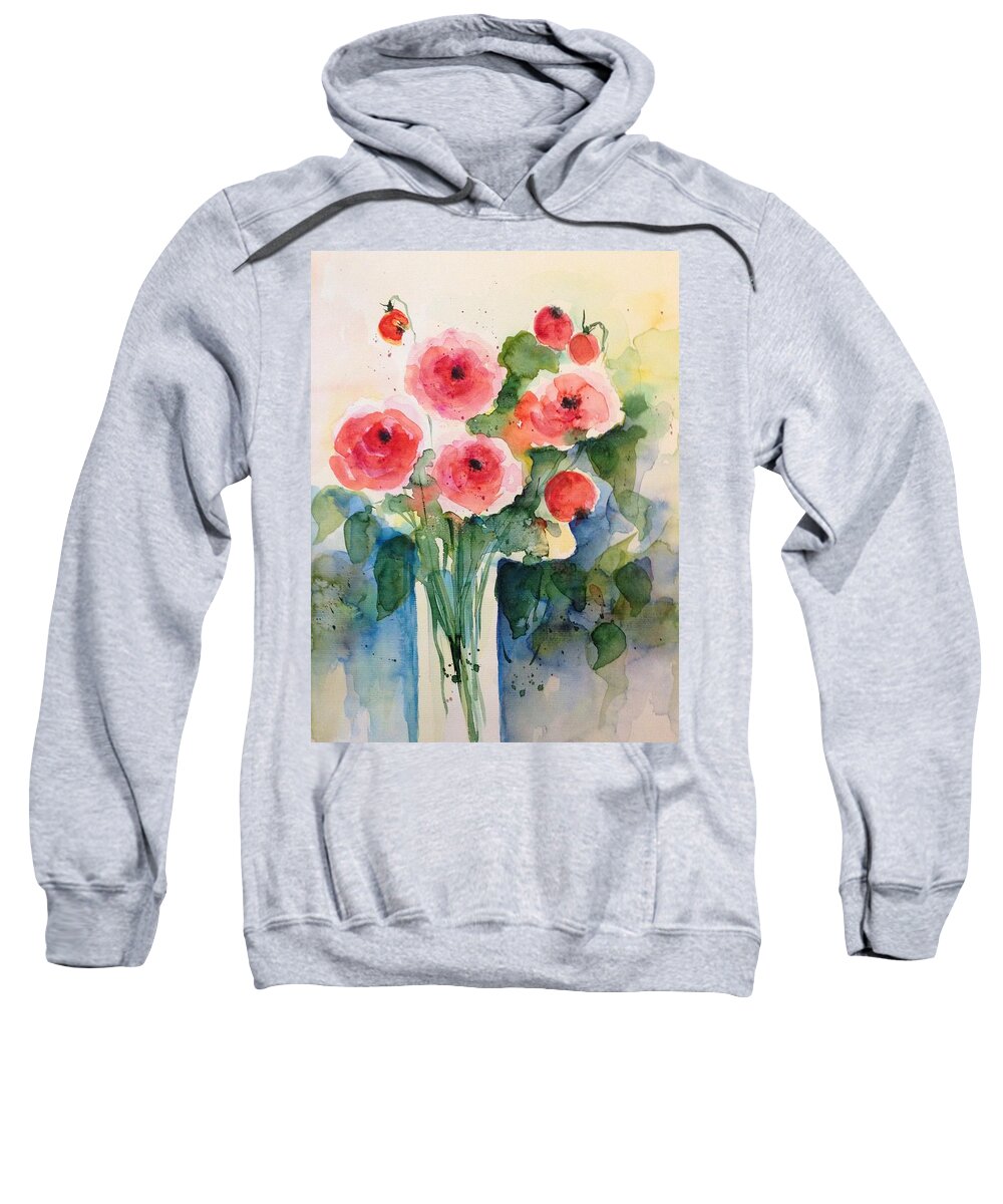 Roses Painting Watercolor Flowers Watercolor Art Flowers Roses Sweatshirt featuring the painting Bouquet of roses by Britta Zehm