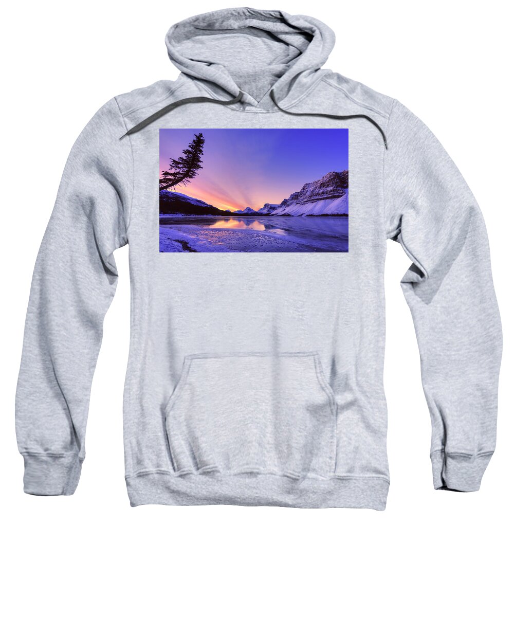 Bow Lake Sweatshirt featuring the photograph Bow Lake and Pine by Dan Jurak