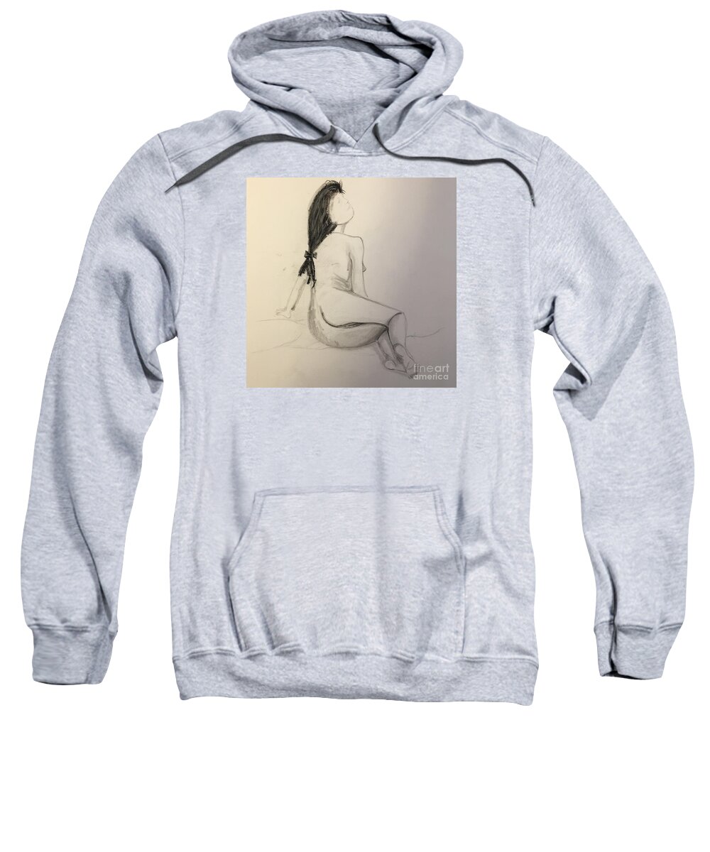 Woman Sweatshirt featuring the drawing Bow by Peter Weinberg