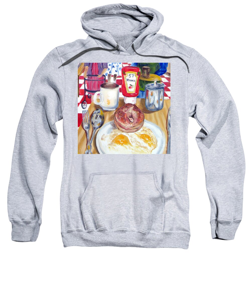 Still Life Sweatshirt featuring the painting Breakfast at the Deli by Lisa Boyd