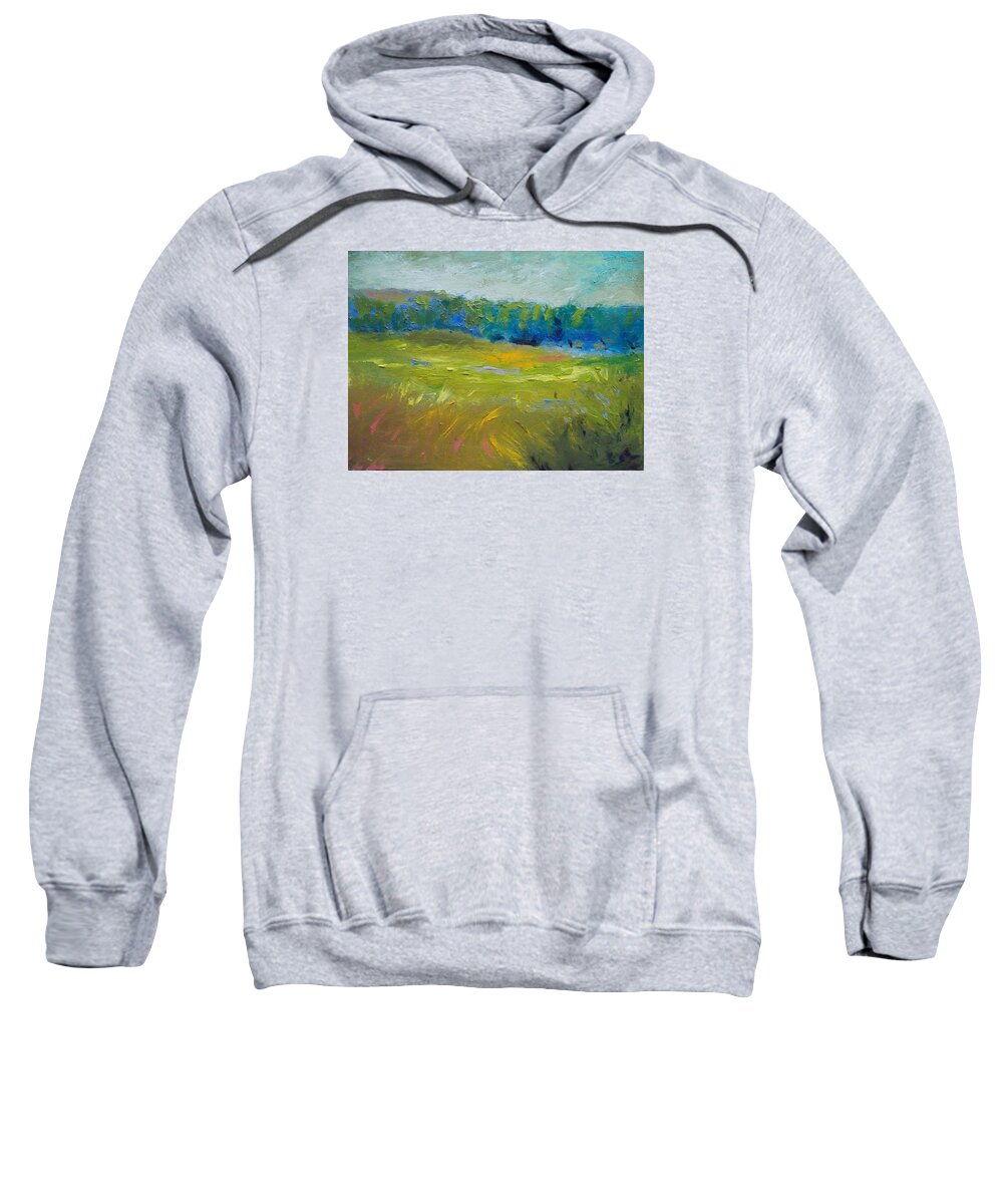 Summer Sweatshirt featuring the painting Breezy Meadow by Susan Esbensen