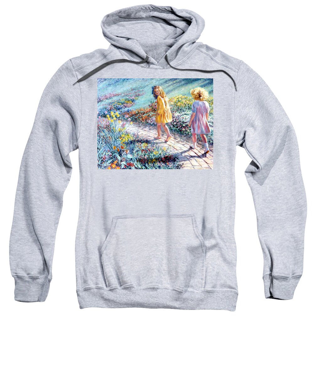 Children Sweatshirt featuring the painting Brick Walkway by Marie Witte