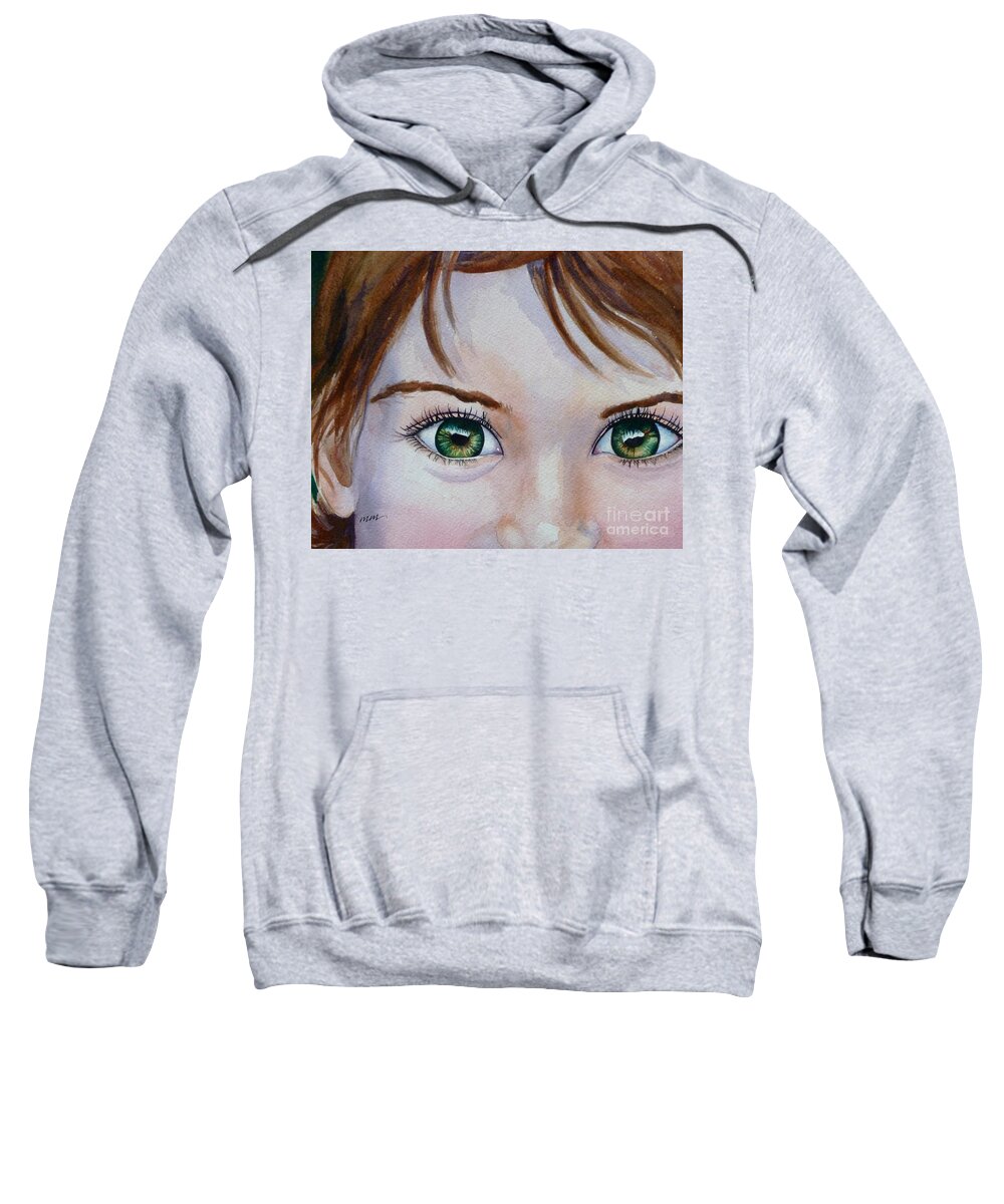 Green Eyes Sweatshirt featuring the painting Bright Eyes by Michal Madison