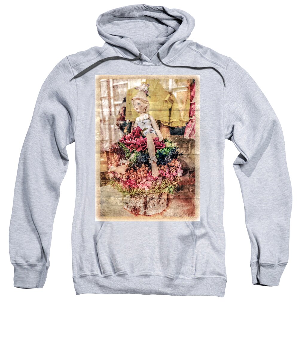 Nawlins Sweatshirt featuring the photograph Broken Doll in the Window by Melinda Ledsome