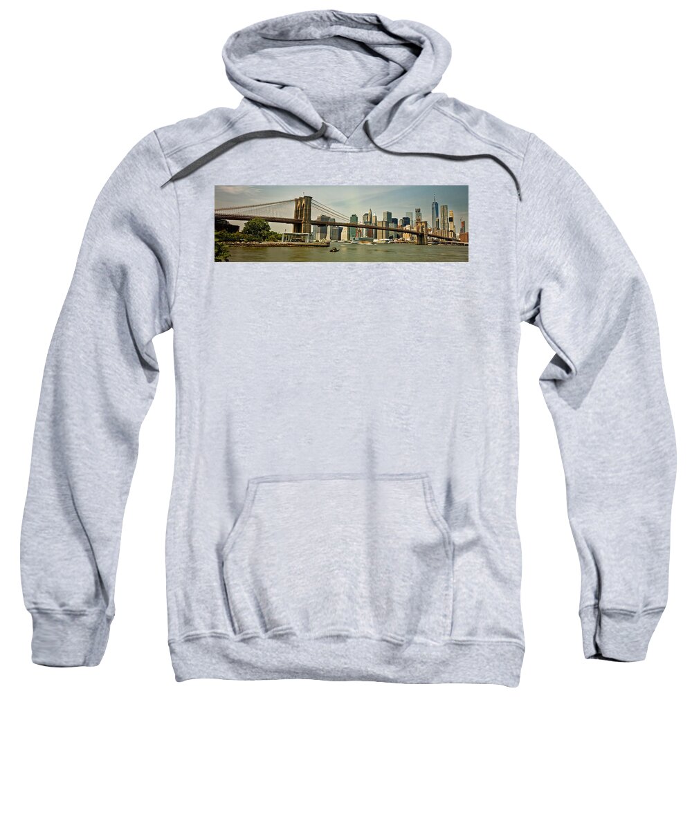 Brooklyn Bridge Sweatshirt featuring the photograph Brooklyn Bridge Panorama by Doolittle Photography and Art