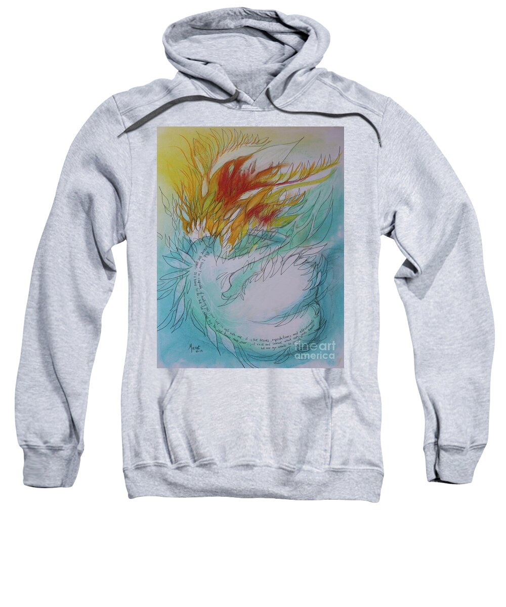 Northernlights Sweatshirt featuring the drawing Burning Thoughts by Marat Essex