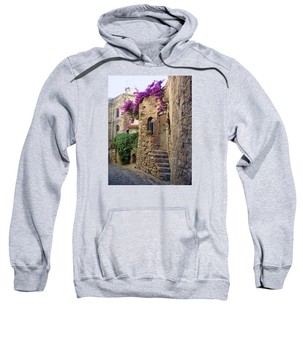 Italy Sweatshirt featuring the photograph Bussana Vecchia Street by Lynda Lehmann