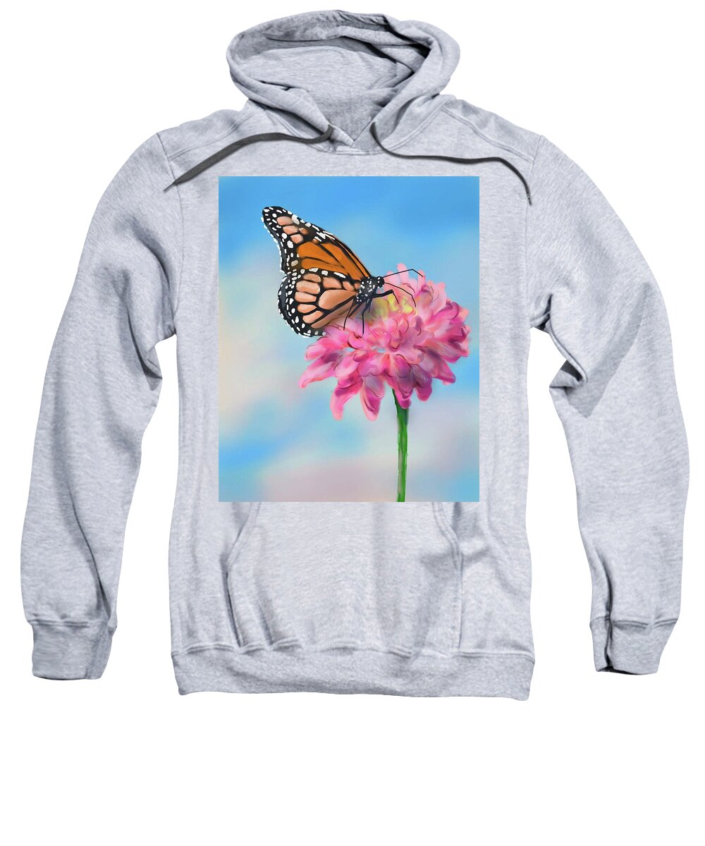 Butterfly Sweatshirt featuring the digital art Butterfly and Blossom by Cynthia Westbrook