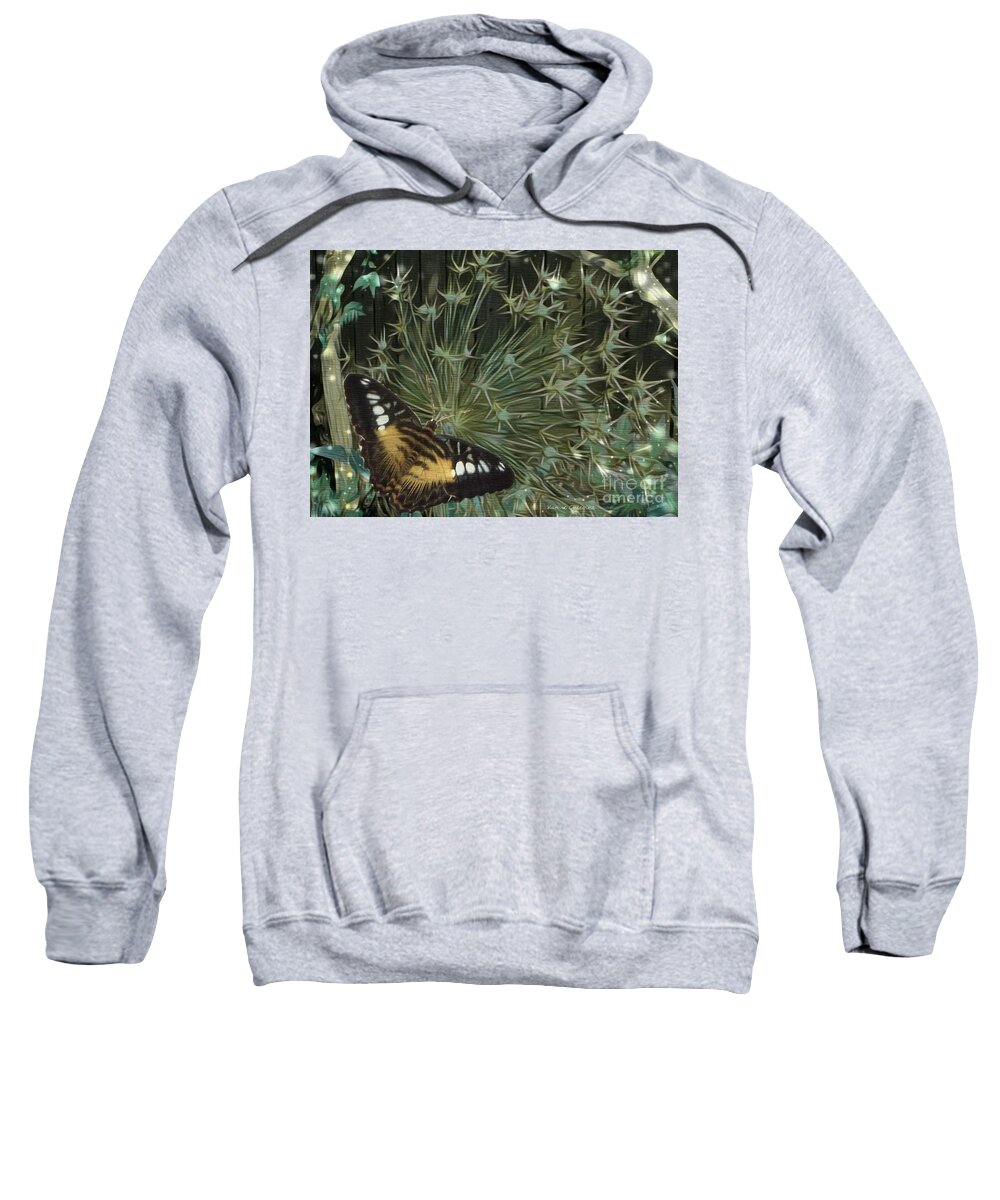 Photography Sweatshirt featuring the photograph Butterfly in Allium by Kathie Chicoine
