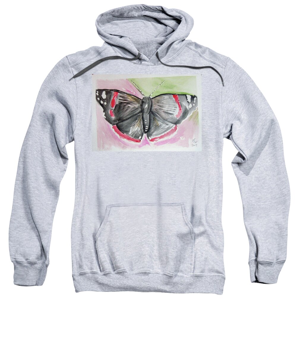  Sweatshirt featuring the drawing Butterfly by Loretta Nash