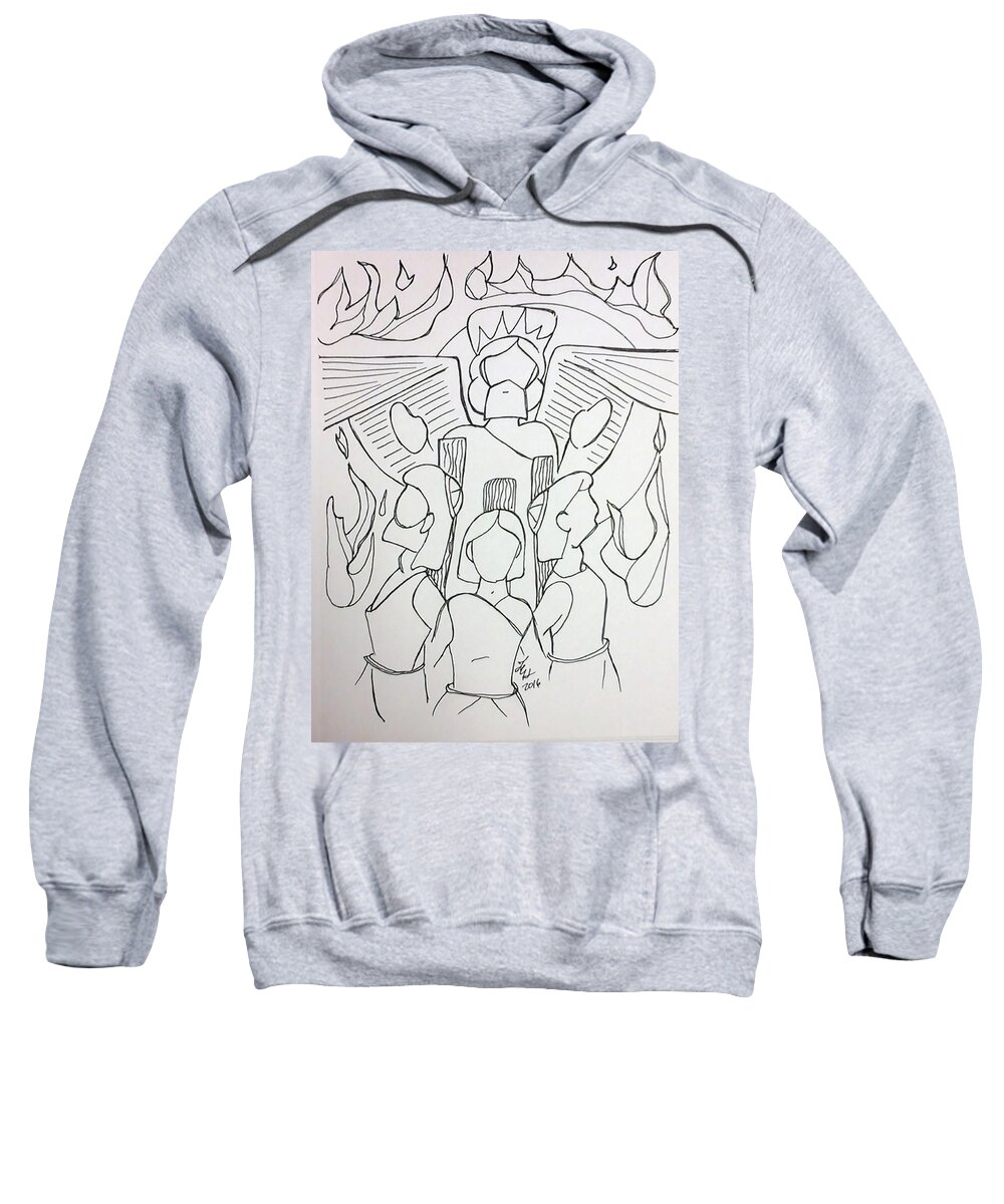 Art Sweatshirt featuring the drawing By Faith by Loretta Nash