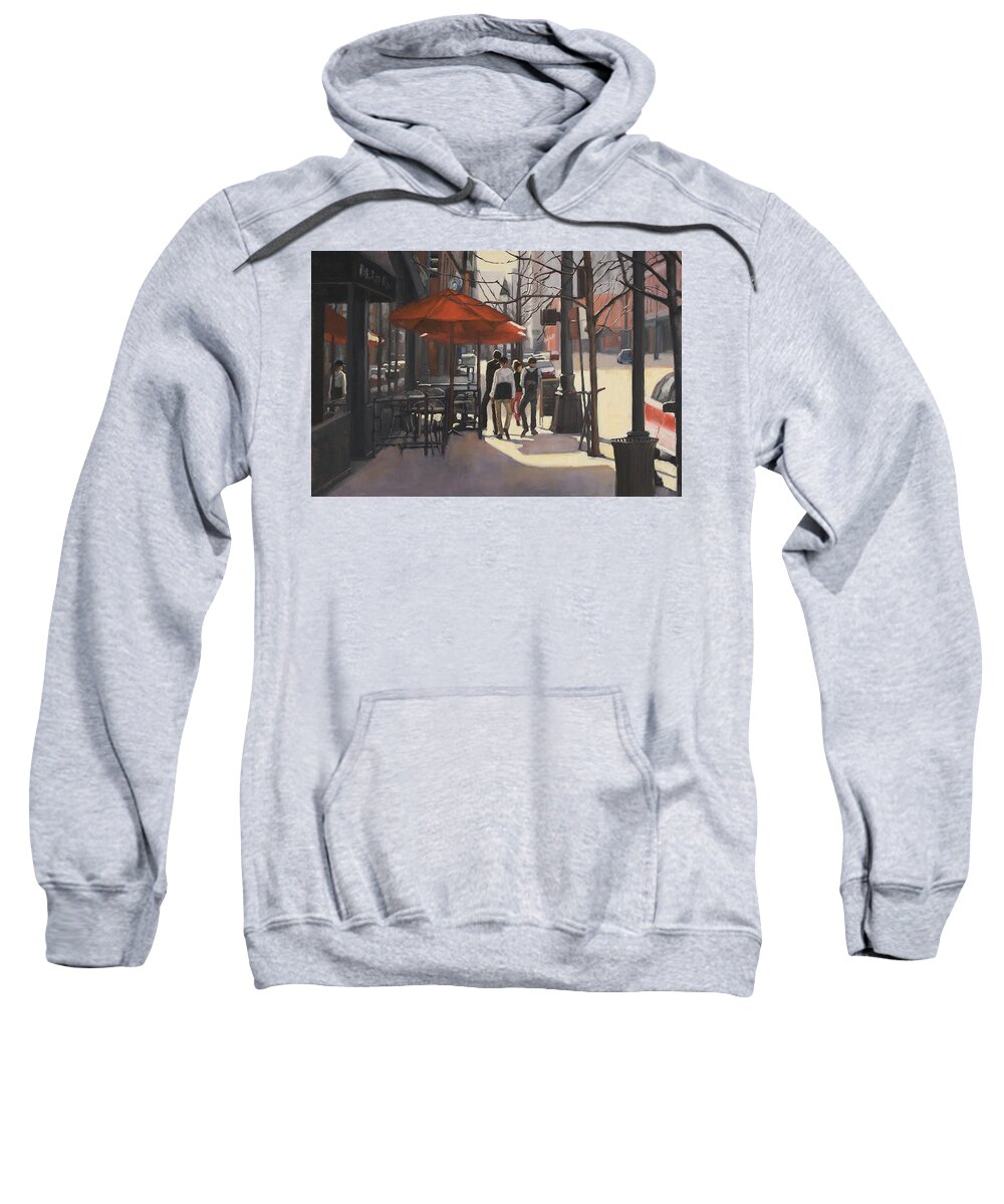 Denver Sweatshirt featuring the painting Cafe Lodo by Tate Hamilton