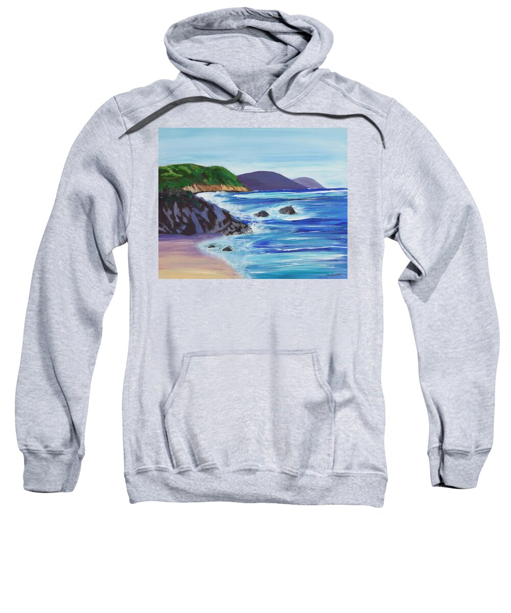 Peaceful Sweatshirt featuring the painting California Coast 16 x 20 by Santana Star