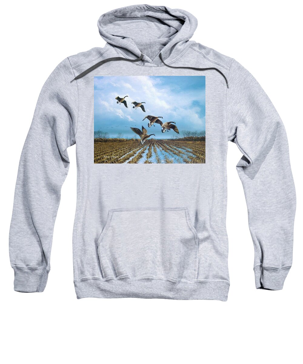 Canada Goose Sweatshirt featuring the painting Canadian Cold Front by Anthony J Padgett