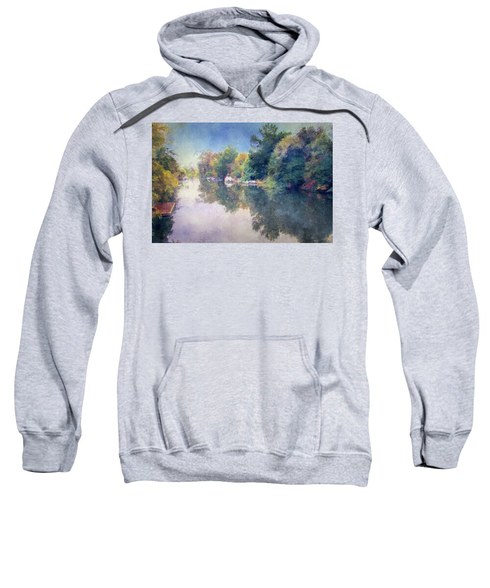 Canal Sweatshirt featuring the digital art Canal Impressions by Terry Davis