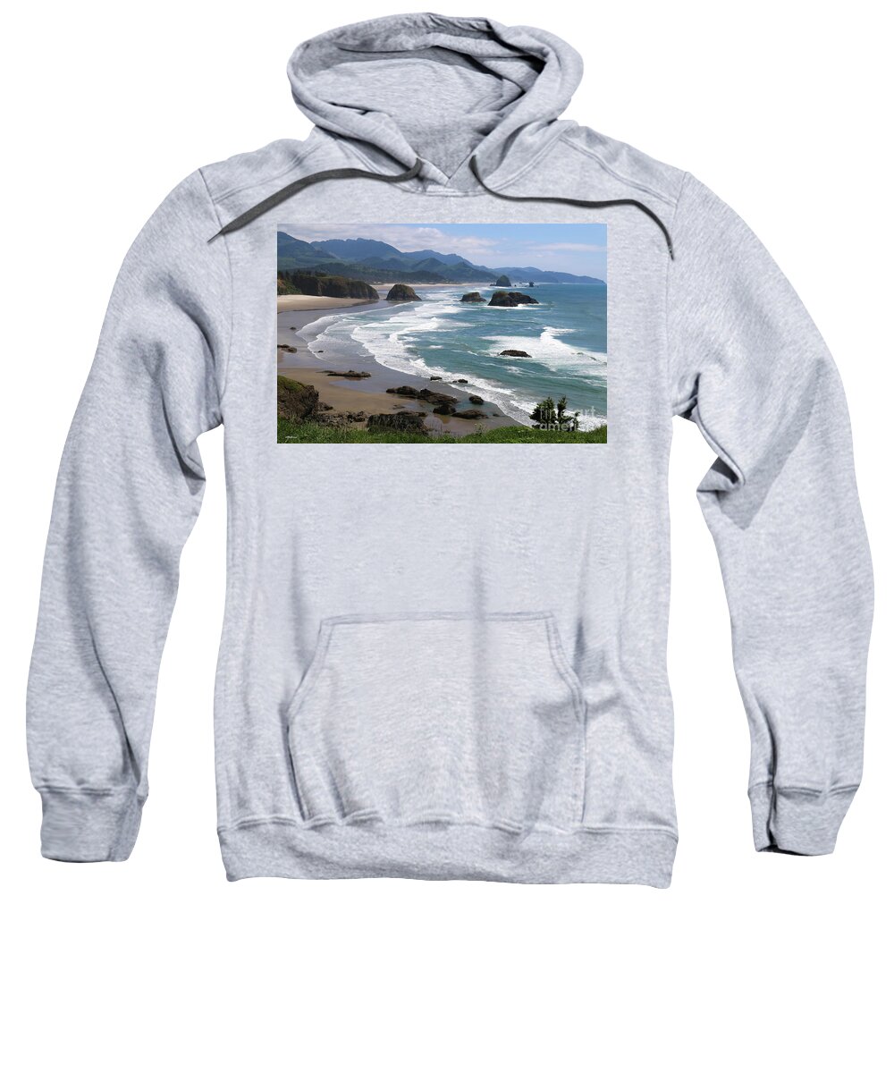Cannon Beach Sweatshirt featuring the photograph Cannon Beach Oregon by Veronica Batterson