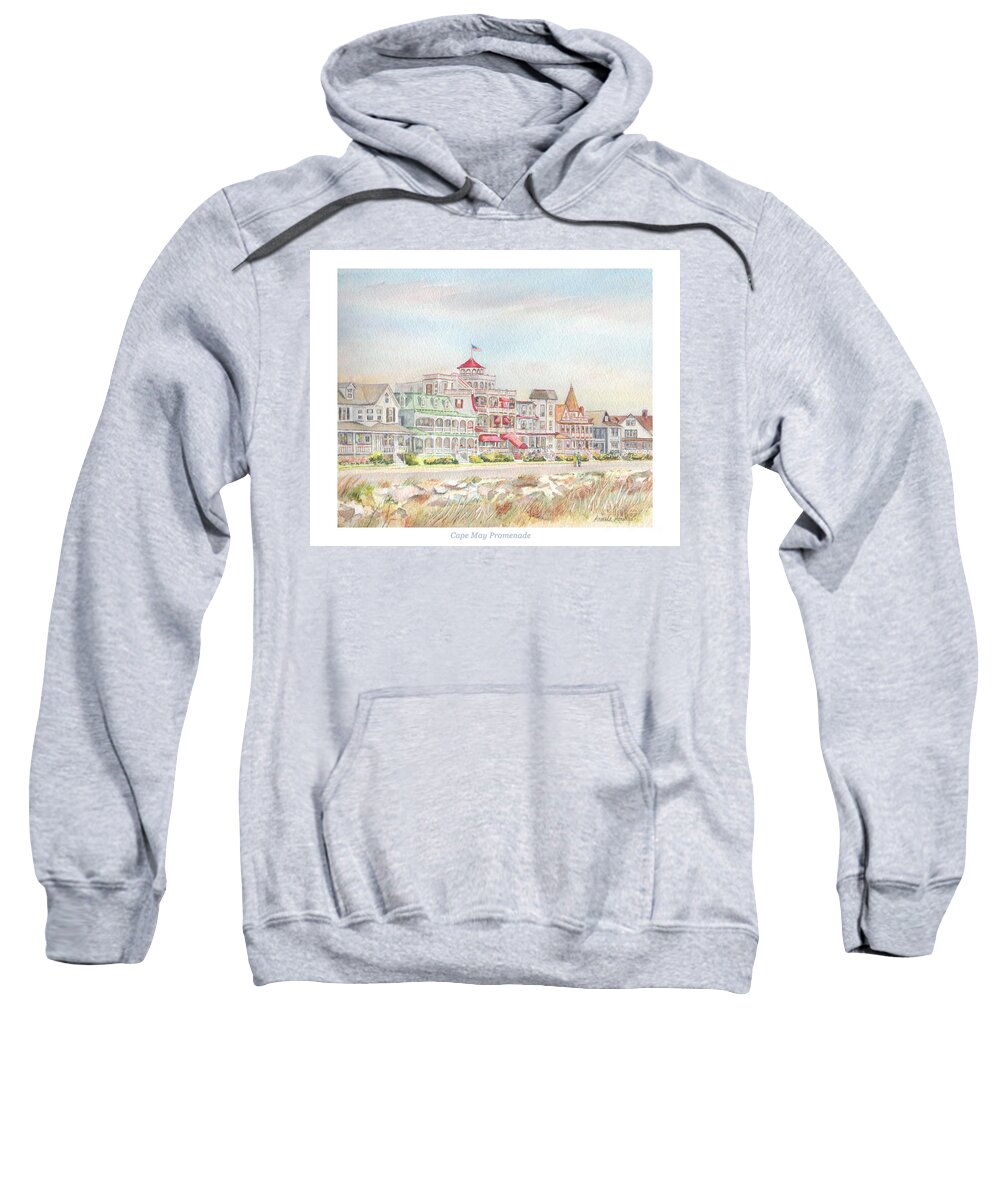 Cape May Sweatshirt featuring the painting Cape May Promenade, Jersey Shore by Pamela Parsons