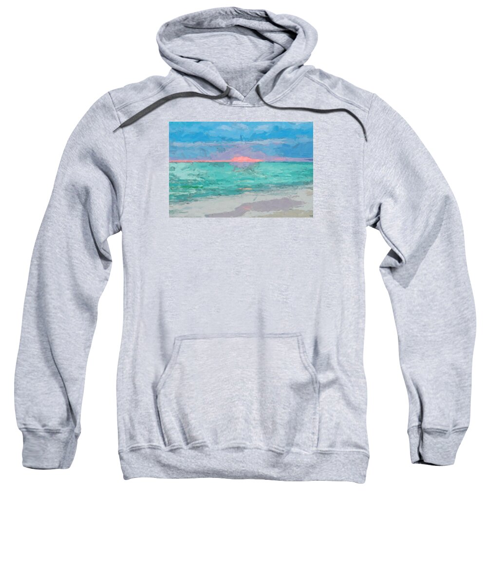  Sweatshirt featuring the digital art Caribbean Sunrise by David Hansen